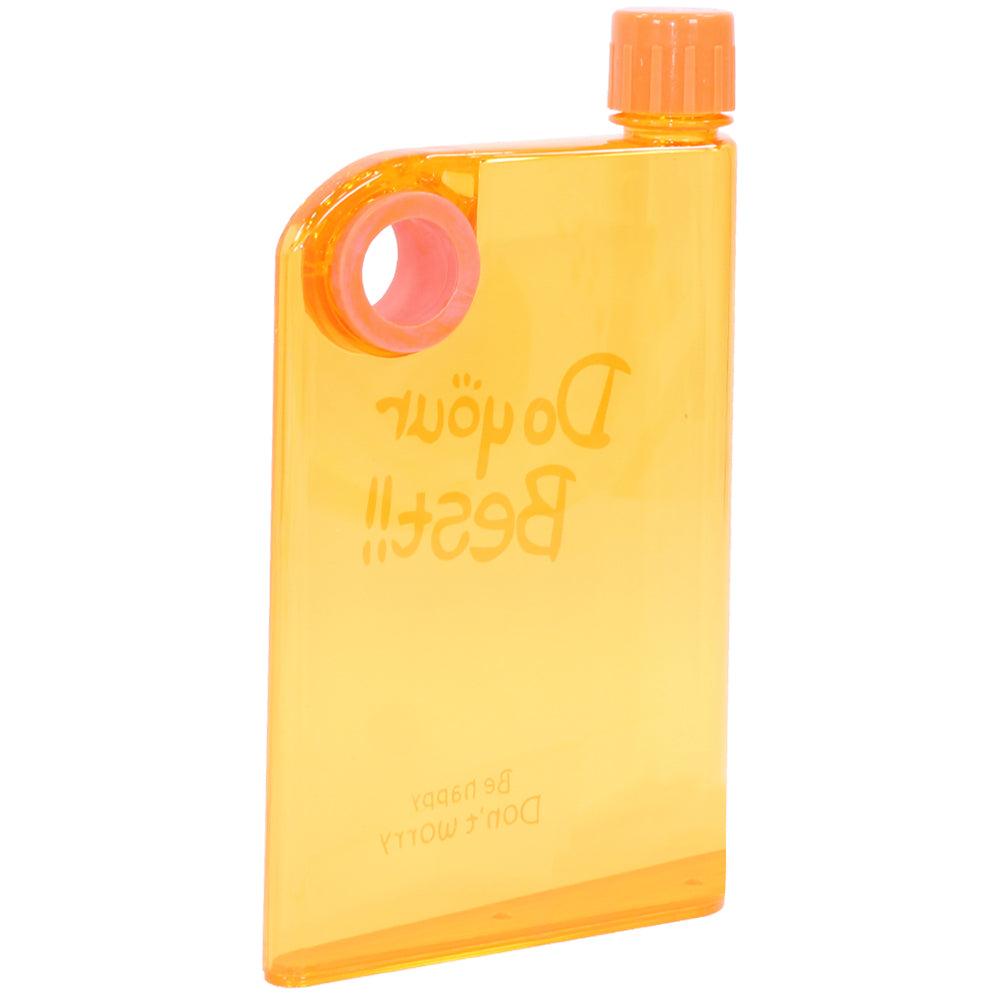 Naroote Plastic Travel Mug, Sealing Lid Flat Multifunctional Water Bottle 420 ml Capacity for School Use (Orange)