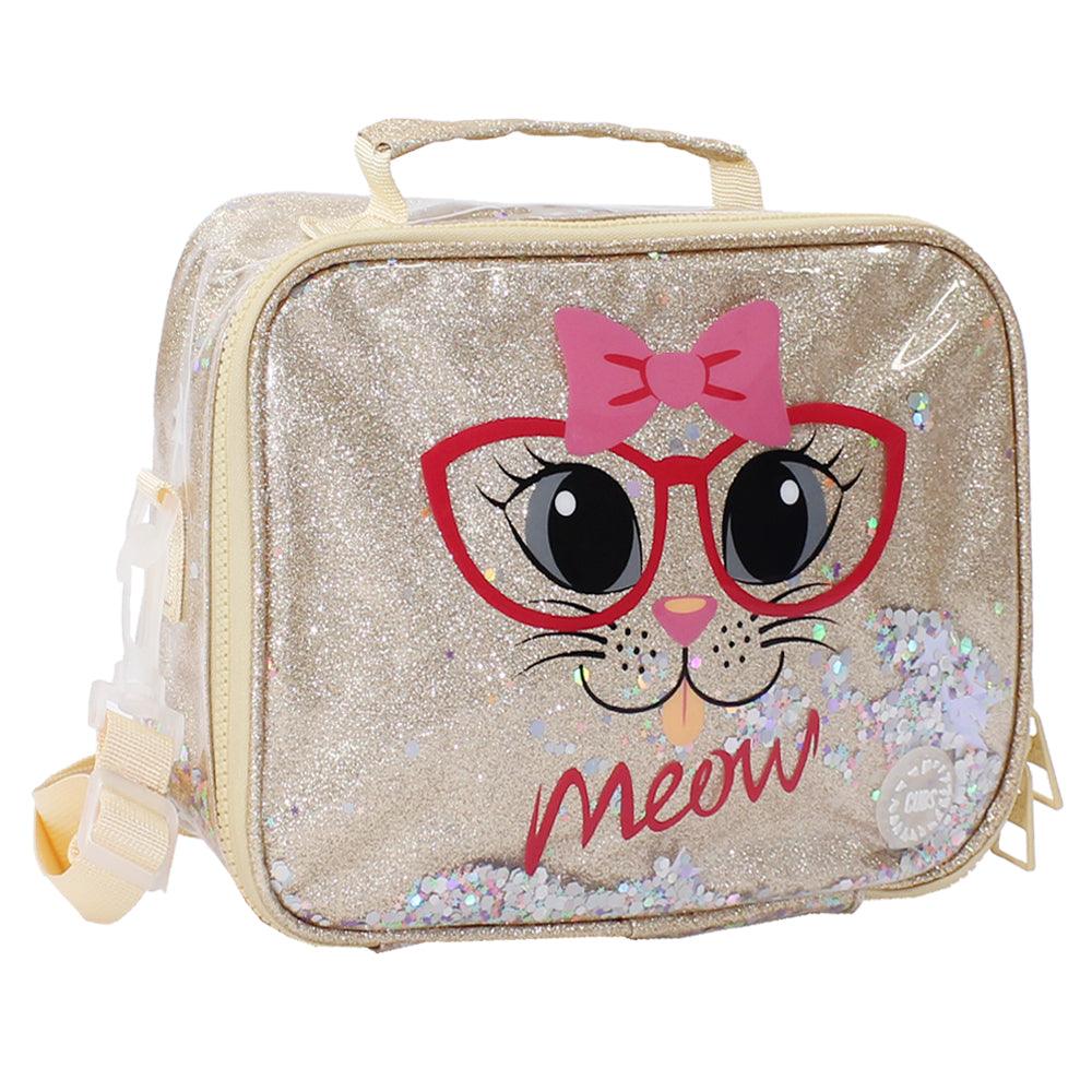 CUBS MEOW GOLD GLITTERY LUNCH BAG
