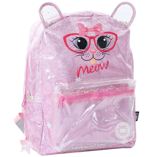 CUBS MEOW PINK GLITTERY JUNIOR STUDENT BACKPACK
