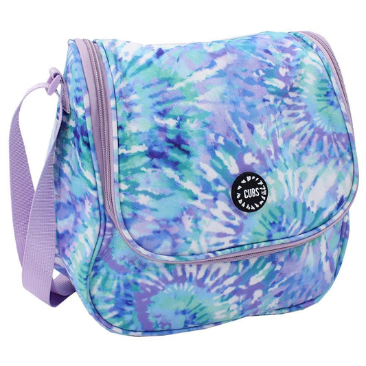 LILAC AND TIFFANY BLUE TIE DYE CROSS BODY LUNCH BAG