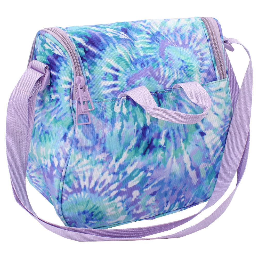 LILAC AND TIFFANY BLUE TIE DYE CROSS BODY LUNCH BAG