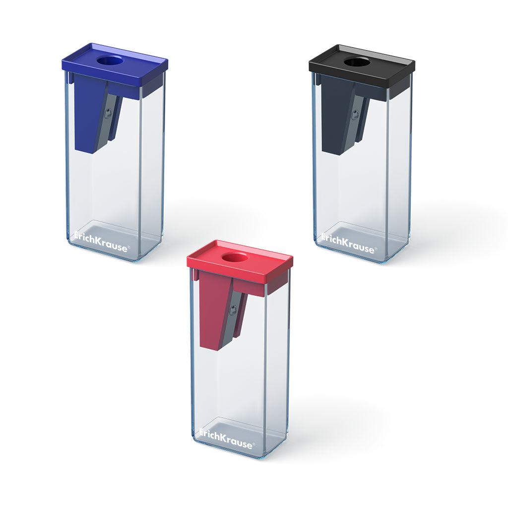 Plastic sharpener ErichKrause® City with container, color: assorted - Ourkids - Erich Krause