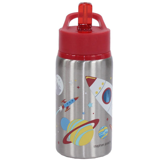 Stephen Joseph Stainless Steel Flip Top Bottle (Space) - Ourkids - Stephen Joseph